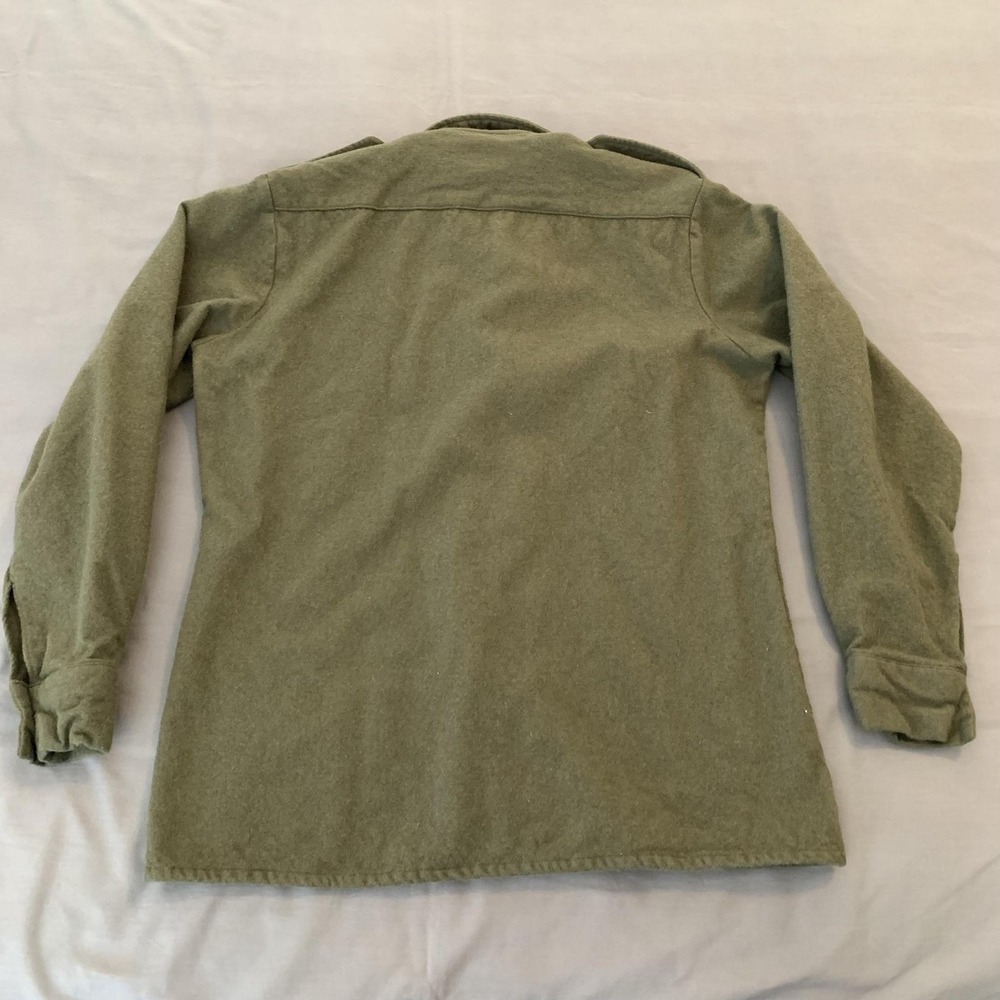Magrath Mfg Co Shirt Mens Medium Green Wool Long Sleeve Button Front Military - Picture 5 of 6